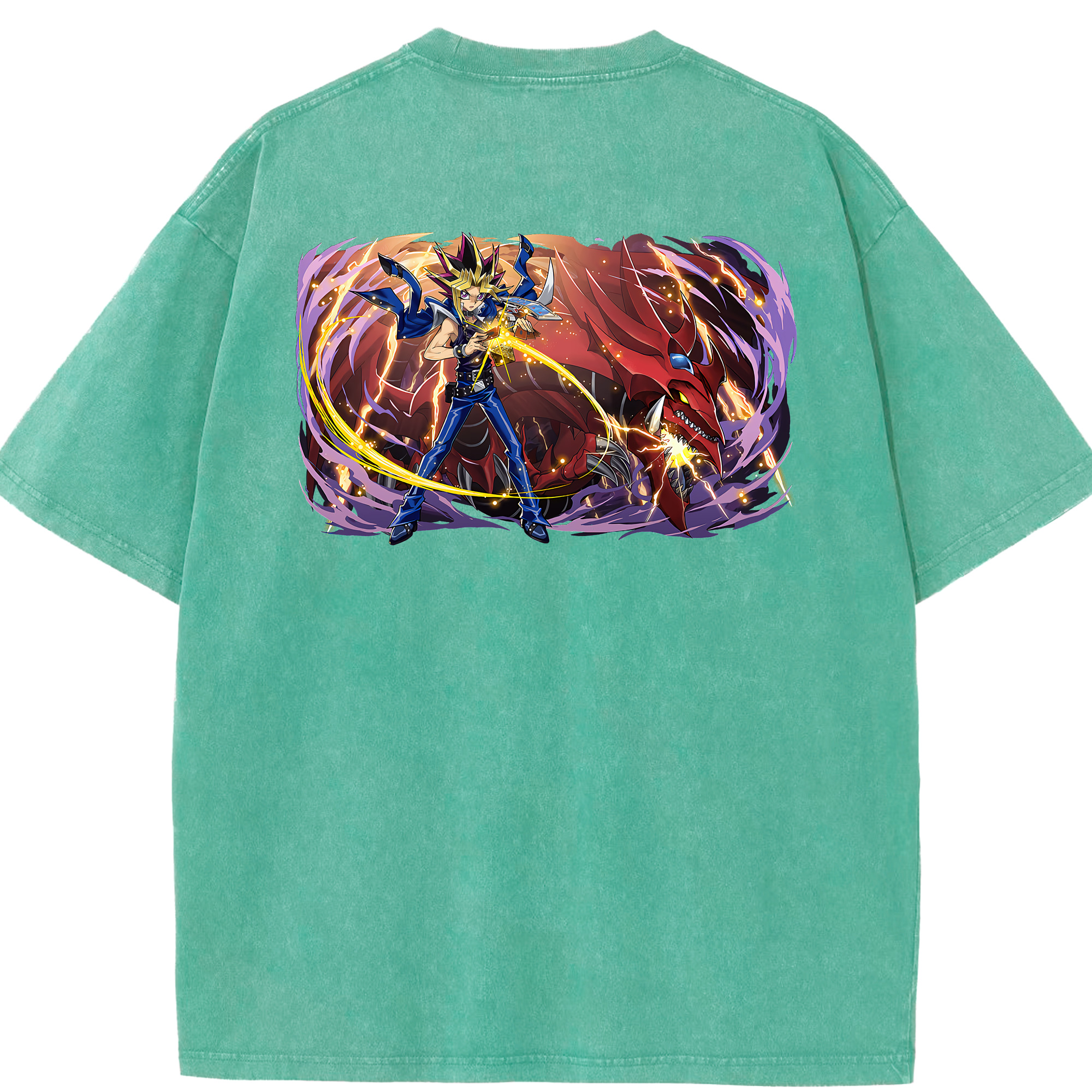 （画像用） 遊☆戯☆王 Yu-Gi-Oh! 綿100% ヴィンテージ風 半袖Tシャツ（背面プリント）